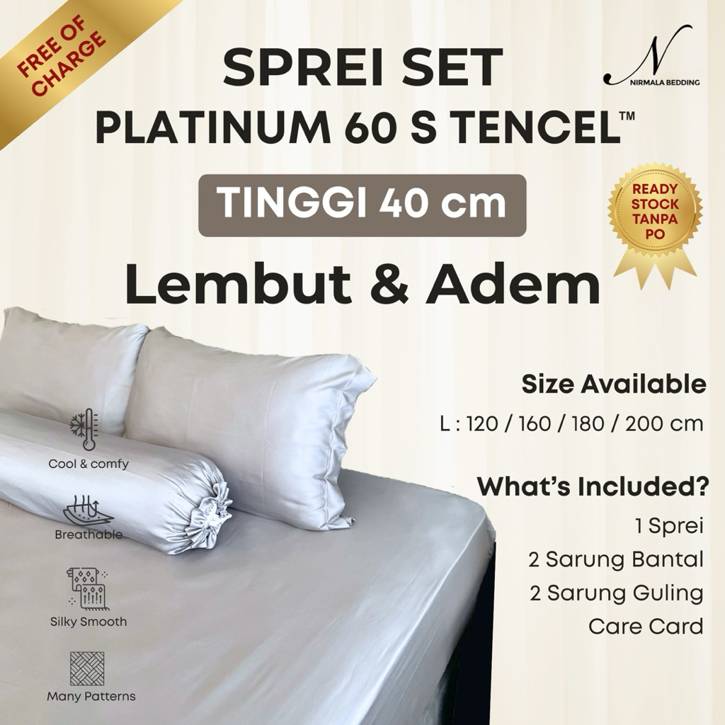 NIRMALA BEDDING: Sprei Set Tencel Sutra Premium | (POLOS) Tencel Platinum 60S