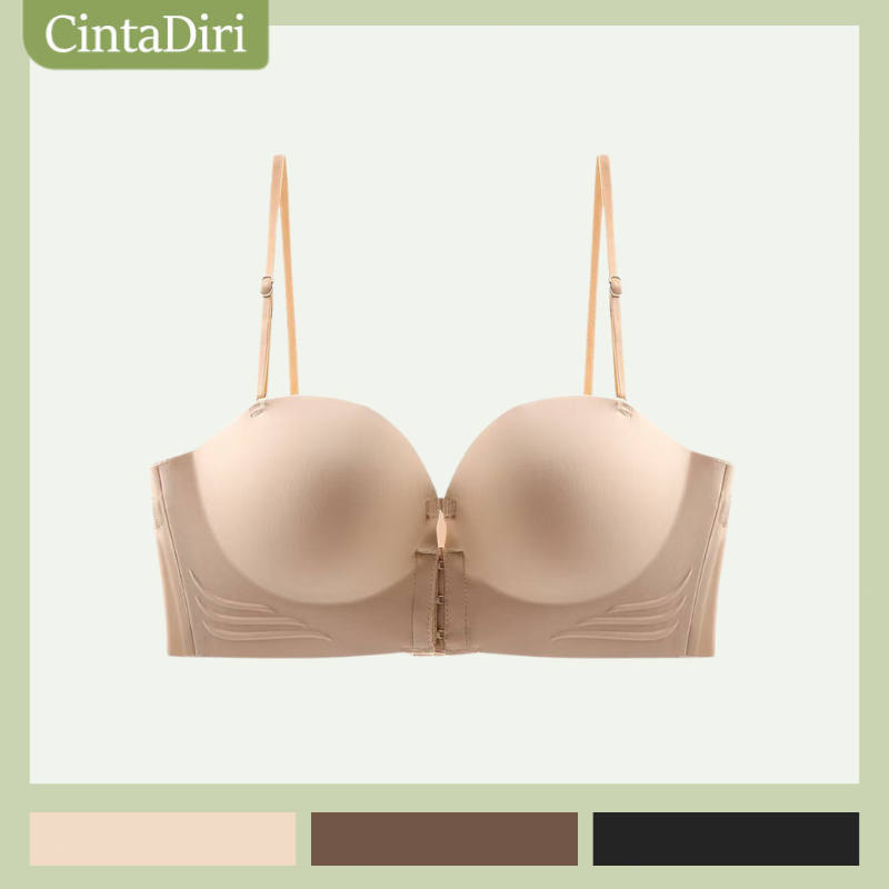 Cinta Diri Bra Push Up Bra Kancing Depan Bra Tanpa Tali BH Wanita Tanpa Kawat