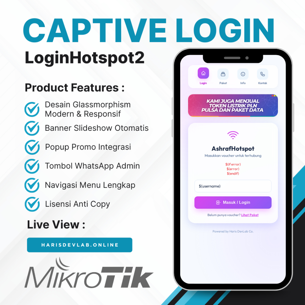 Template Login Page Hotspot MikroTik Premium Responsive - Desain Modern & Ringan - LoginHotspot2