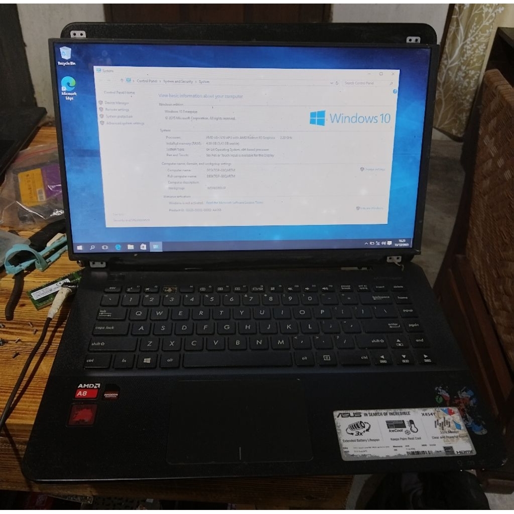 Mesin/mobo asus x454Y amd A8 normal ori copotan unit