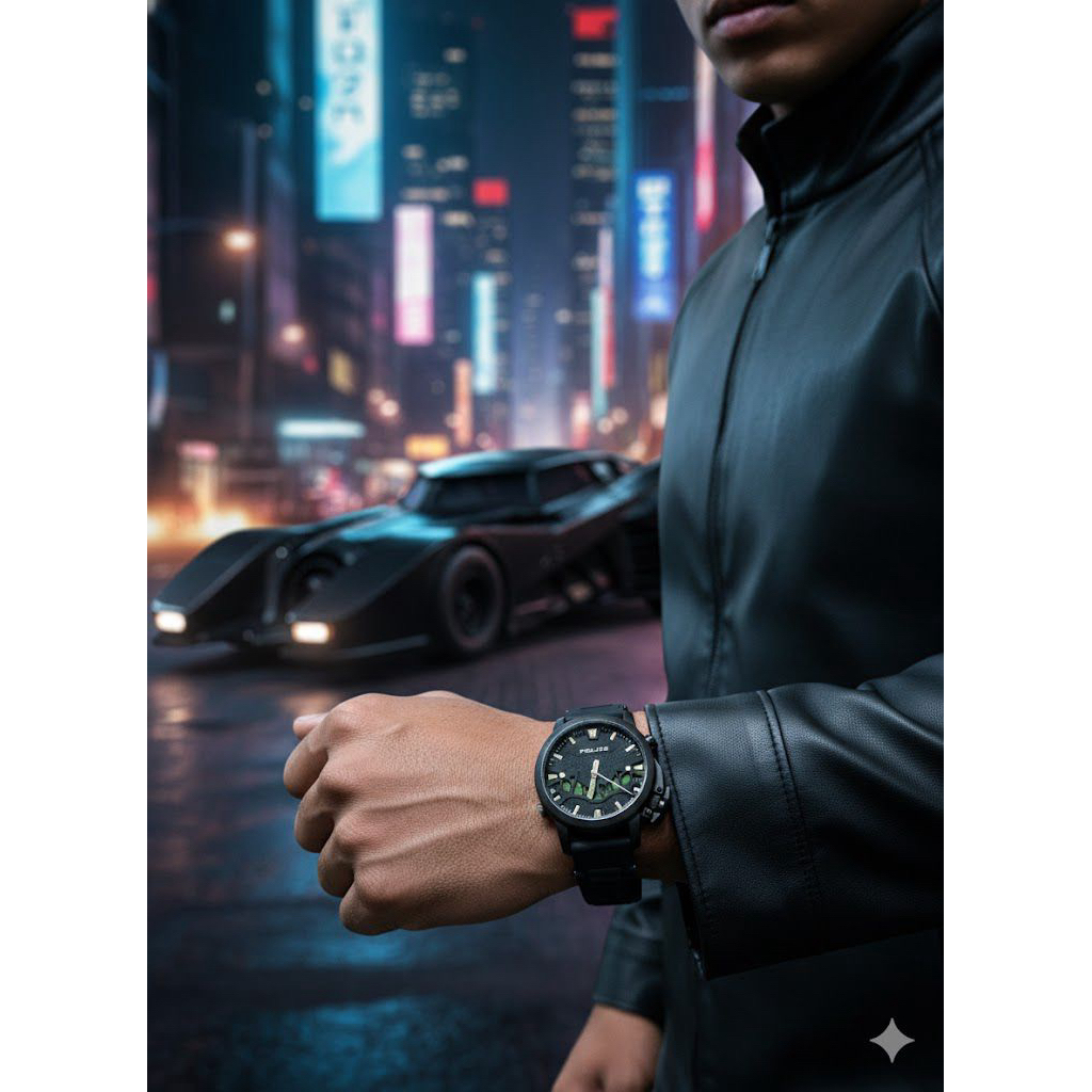 Jam Tangan Pria Special Edition Police Batman Rubber Strap Fullset Hitam