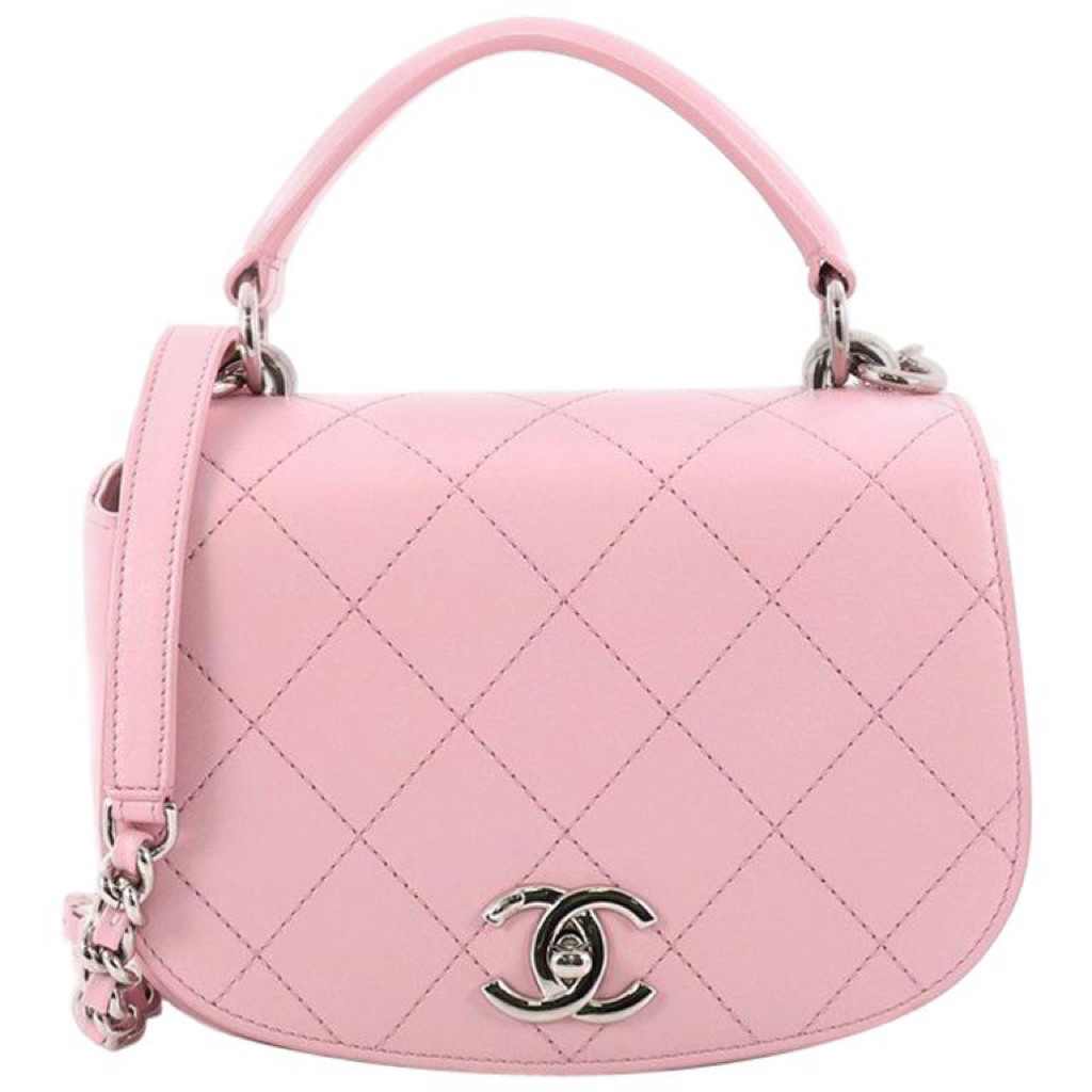 Chanel Ring My Bag Top Handle Quilted Calfskin Small pink pL