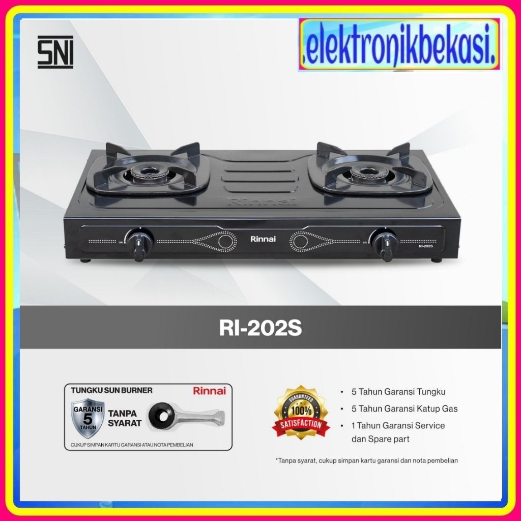 KOMPOR GAS RINNAI RI 202S  / KOMPOR GAS RINNAI 2 TUNGKU 202 S / KOMPOR GAS RINNAI 202S