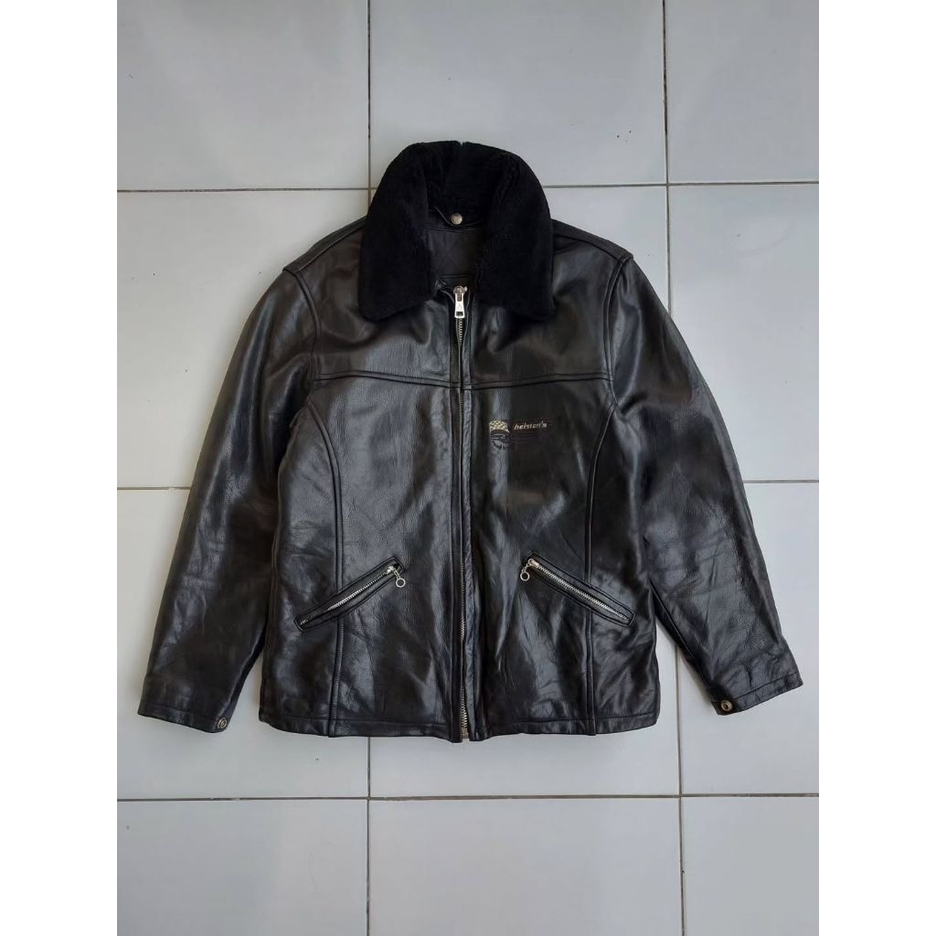 Helstons Jaket Kulit Vintage Biker Single Rider Leather Jacket Classic Retro