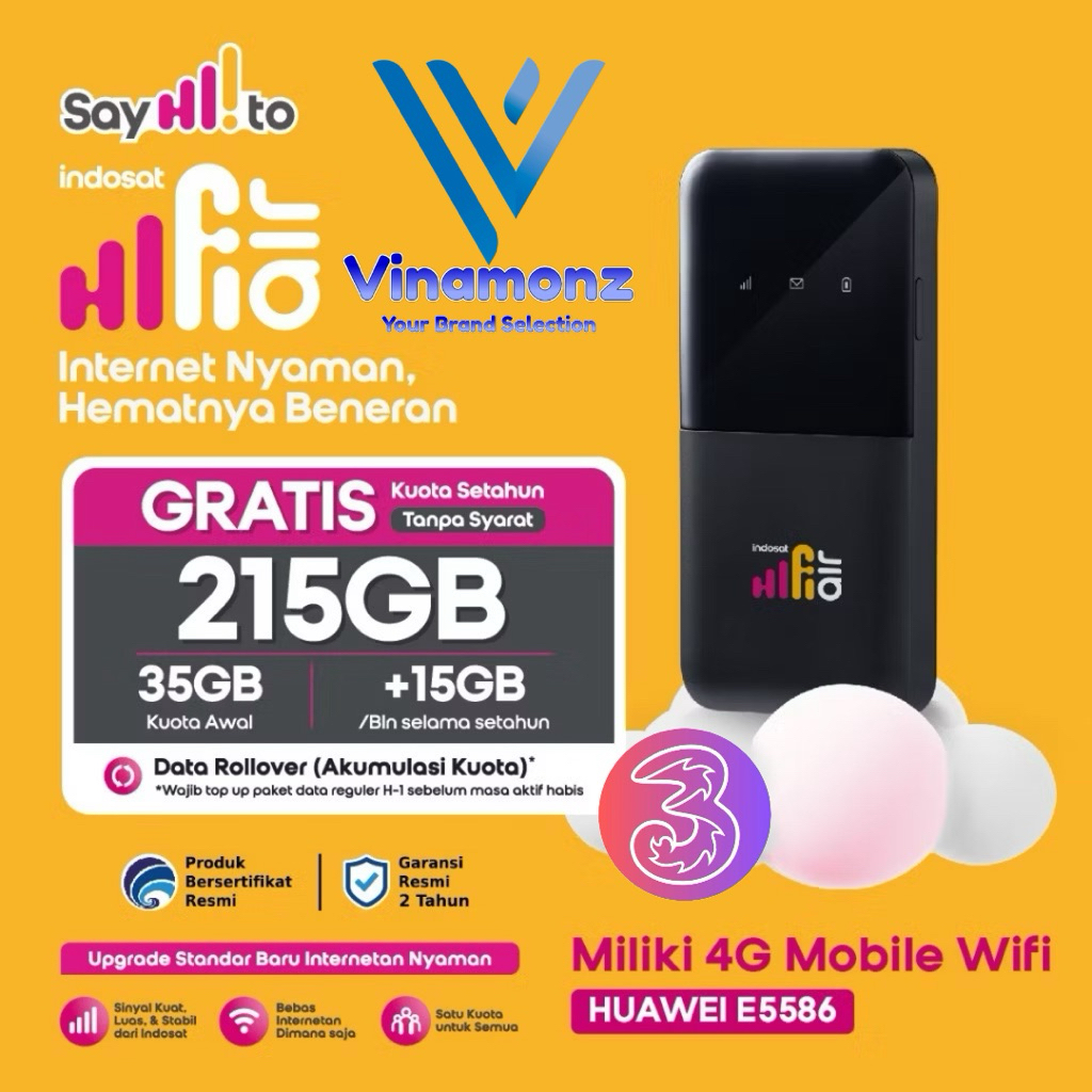 HiFi Air Modem MiFi WiFi 4G Sim Card Portable Huawei E5586 Bundling 215GB
