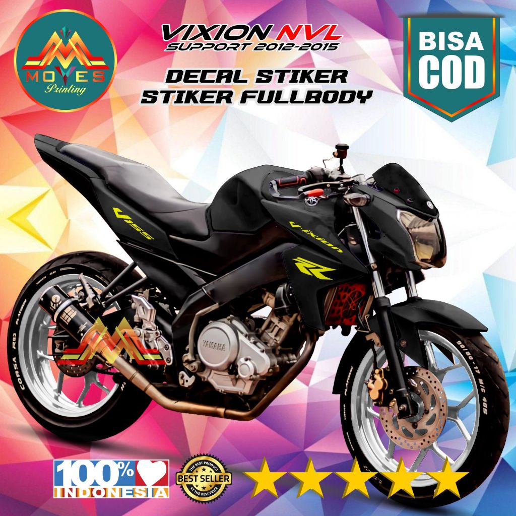 TERBARU Decal sticker Vixion NVL 2012-2015 full body - stiker motor vixion variasi hitam