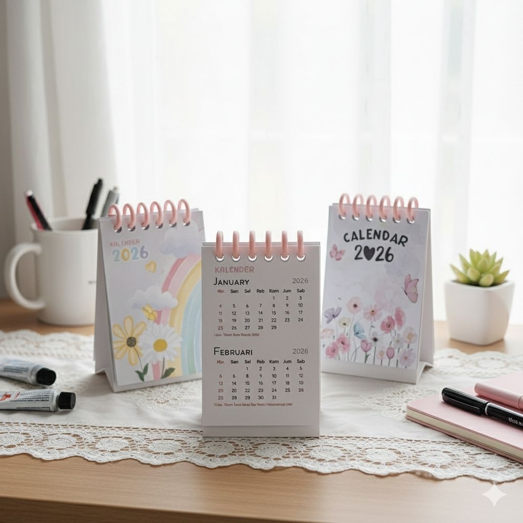 Kalender Meja Mini Aesthetic | Kalender Meja Mini 2026 | Kalender duduk Mini | Souvenir Kalender 202