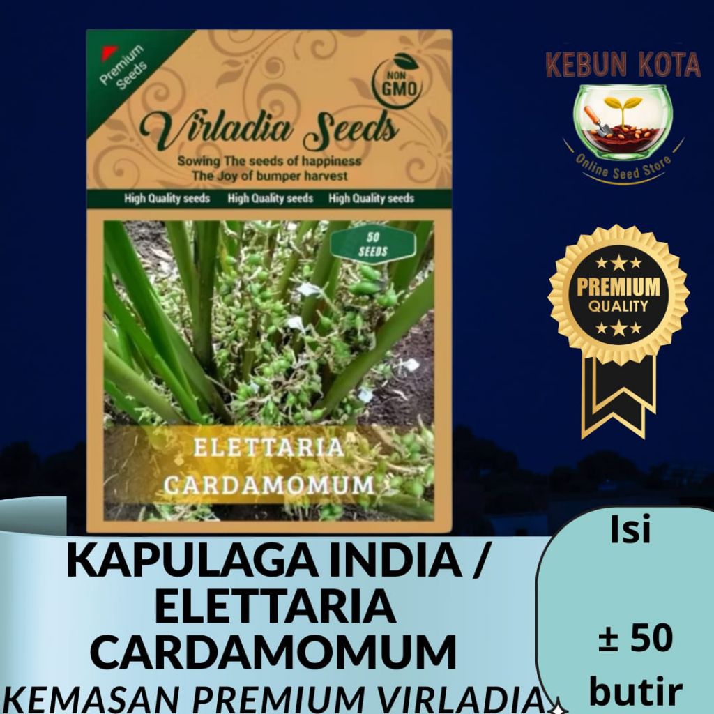 KEMASAN PREMIUM VIRLADIA [KEBUN KOTA]-BIJI  BENIH Tumbuhan "KAPULAGA INDIA/ ELETTARIA CARDAMOMUM" IS