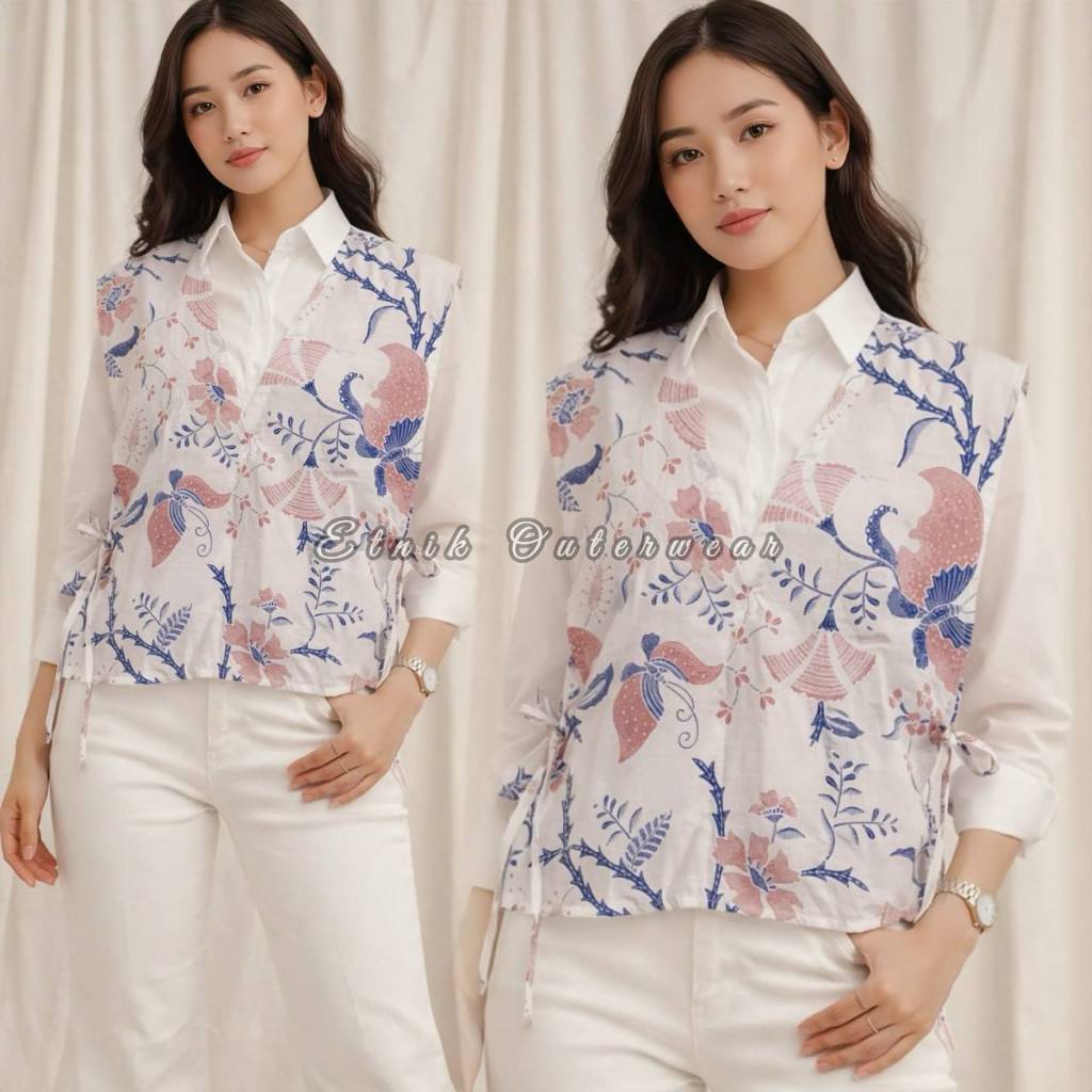 Rompi Batik Wanita Modern Rompi Vest Batik Kekinian Vest Batik Outer Korean Style Bahan Katun