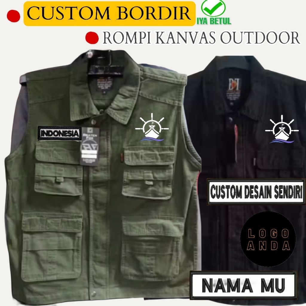 ROMPI KANVAS OUTDOOR CUSTOM BORDIR SATUAN