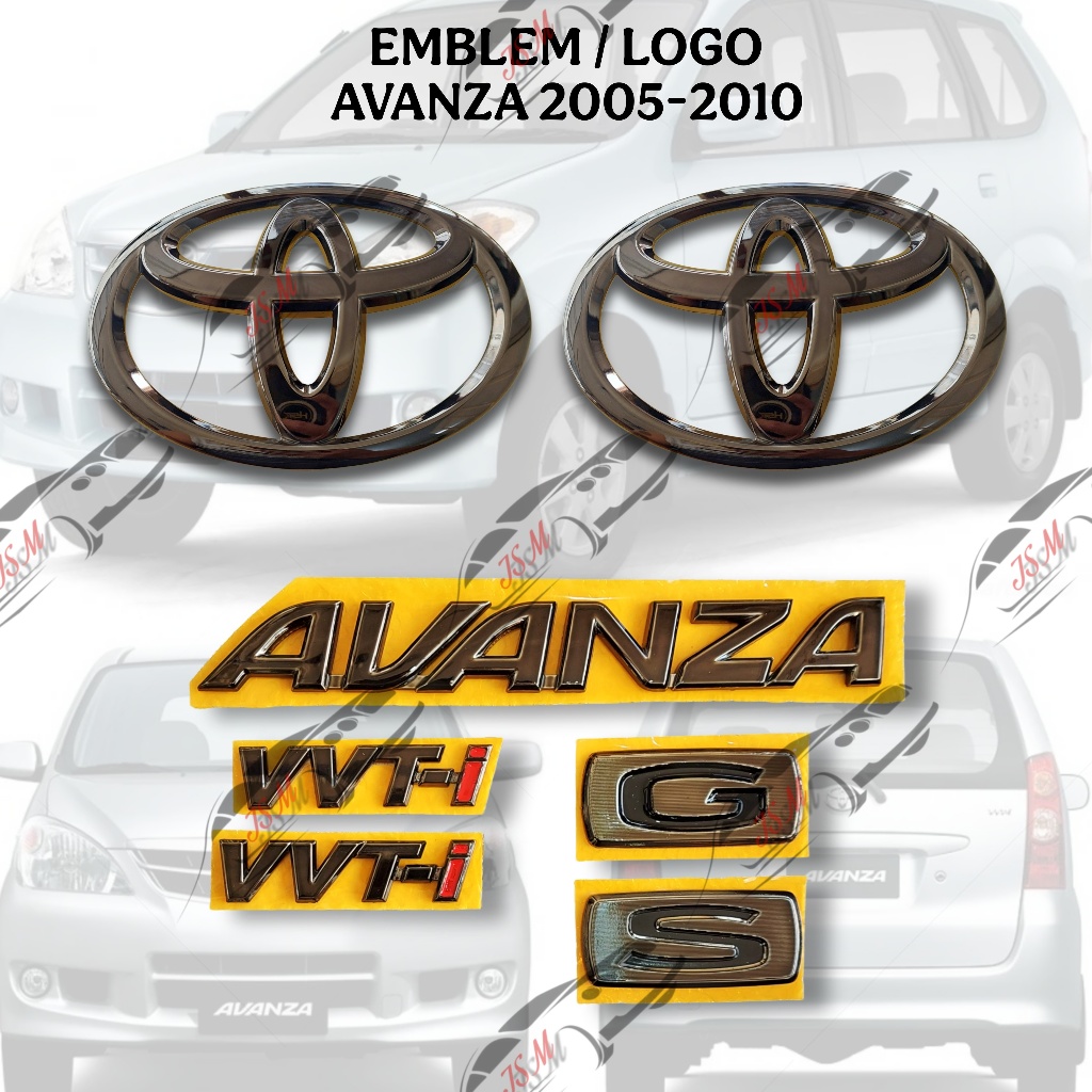 Logo Emblem AVANZA VVTI Black Chrome/ TOYOTA AVANZA VVTI 2004-2010/ Logo Avanza Depan + Belakang