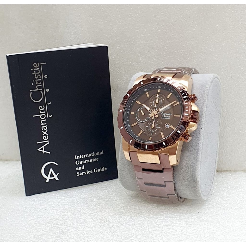 Alexandre Christie AC6164 Original - Jam Tangan Pria Chronograph All Stainless Desain Mewah Dan Berk