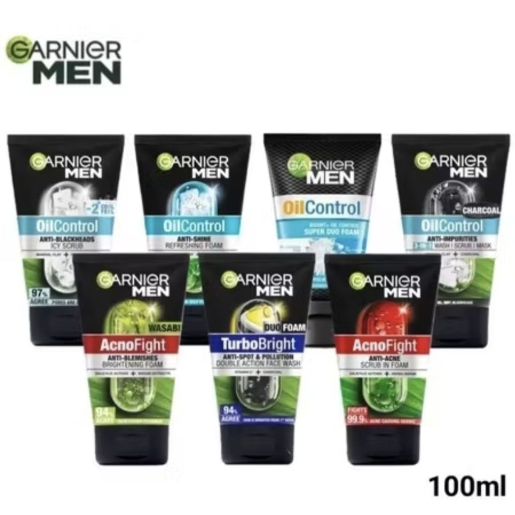 GARNIER MEN Facial Wash-Scrub Acno Fight-Turbo Light-Power White Series