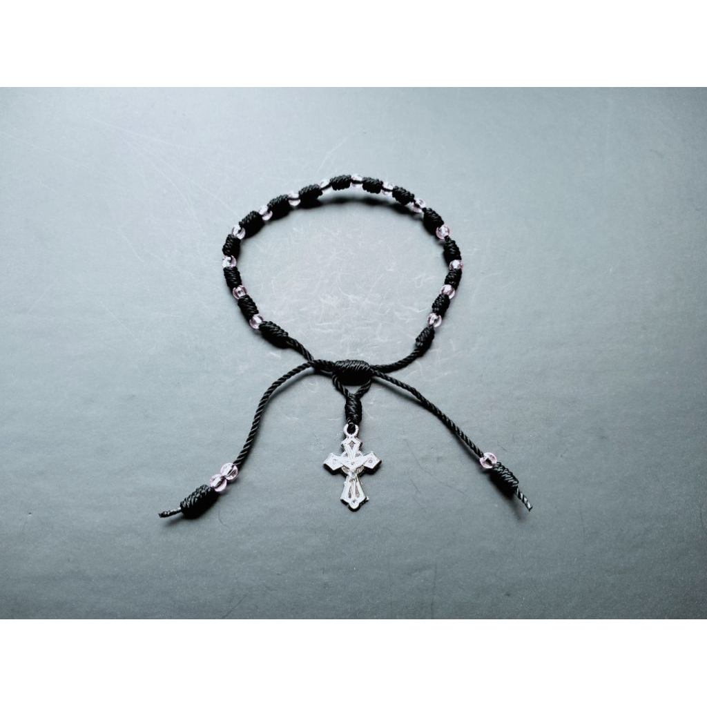 G1058 GELANG SKAPULIR SALIB MOTE PINK KATOLIK