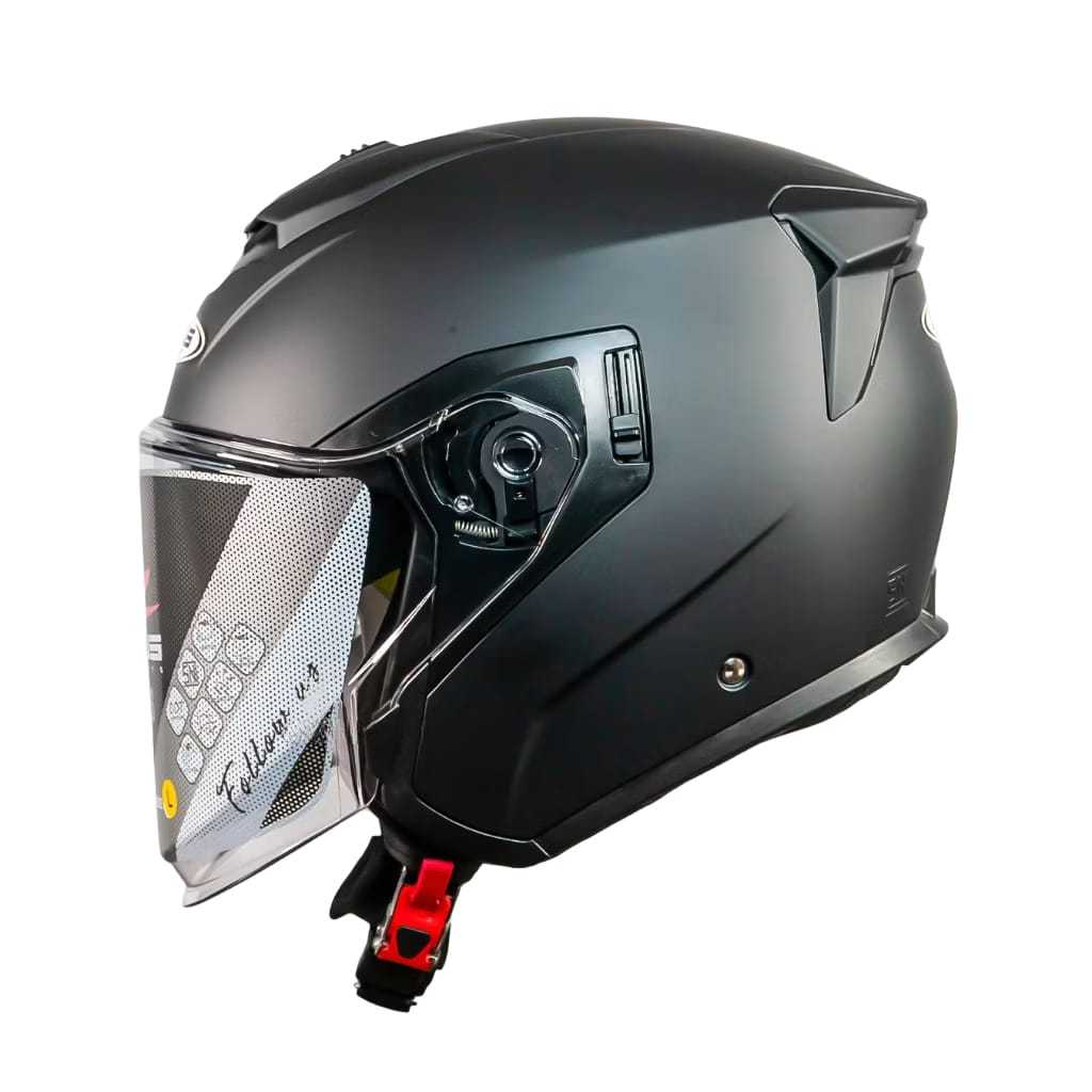 Zeus ZS-626 Matt Black Half Face