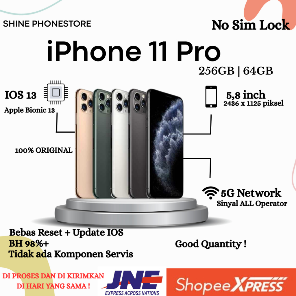 iPhone 11 Pro 256GB/64GB Bekas Original Fullset Second Like New 100% Second Ori