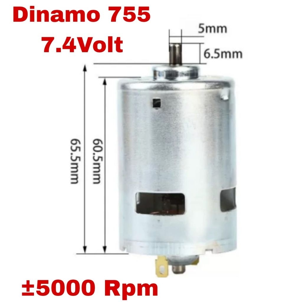 Motor Dinamo DC 755 shaft D  7.4 Volt