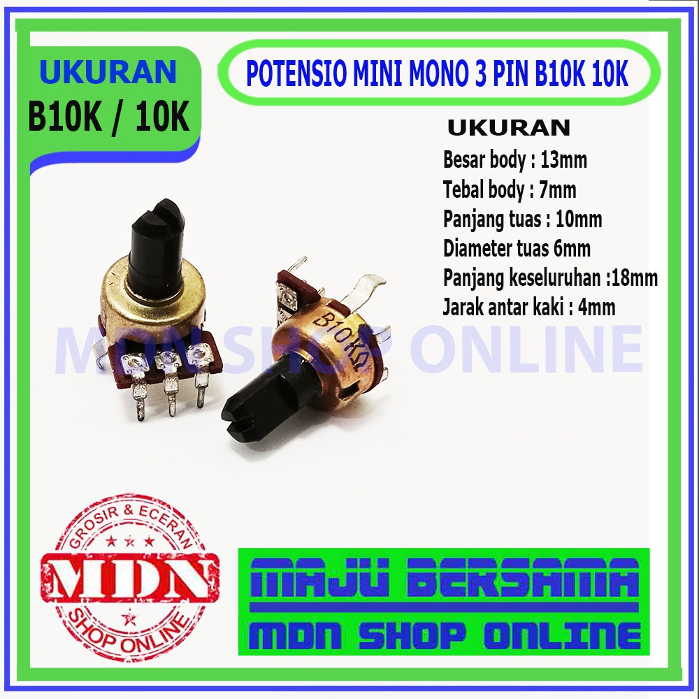 Potensio mini mono 3pin B10K 10k kualitas bagus