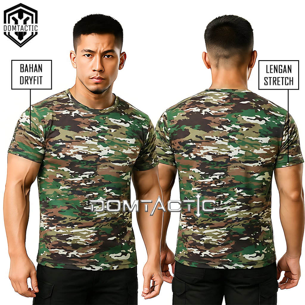 Kaos Loreng Kasad TNI AD Dryfit Lengan Pendek - Baju TNI Loreng Kasad Bahan Dryfit Terbaru