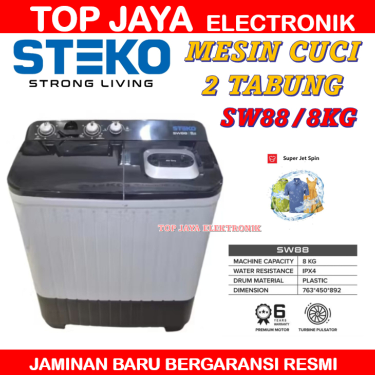 MESIN CUCI 8KG STEKO SW88/STEKO MESIN CUCI 8 KG 2/MESIN CUCI STEKO 8 KG TABUNG NEW SERIES