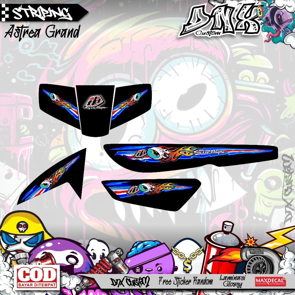 STRIPING STIKER ASTREA GRAND GRAND BULUS GRAND SABIT ARAI TROY LEE DESIGN KD149