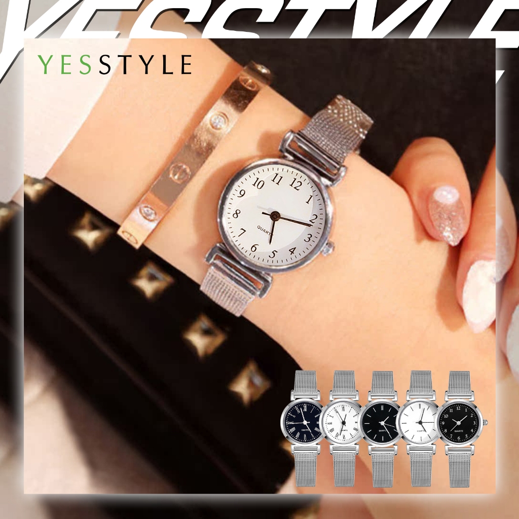 Yesstyle Jam Tangan Wanita Stainless Rantai Pasir Analog Quartz Watch Jam Tangan Cewek Dial Kecil