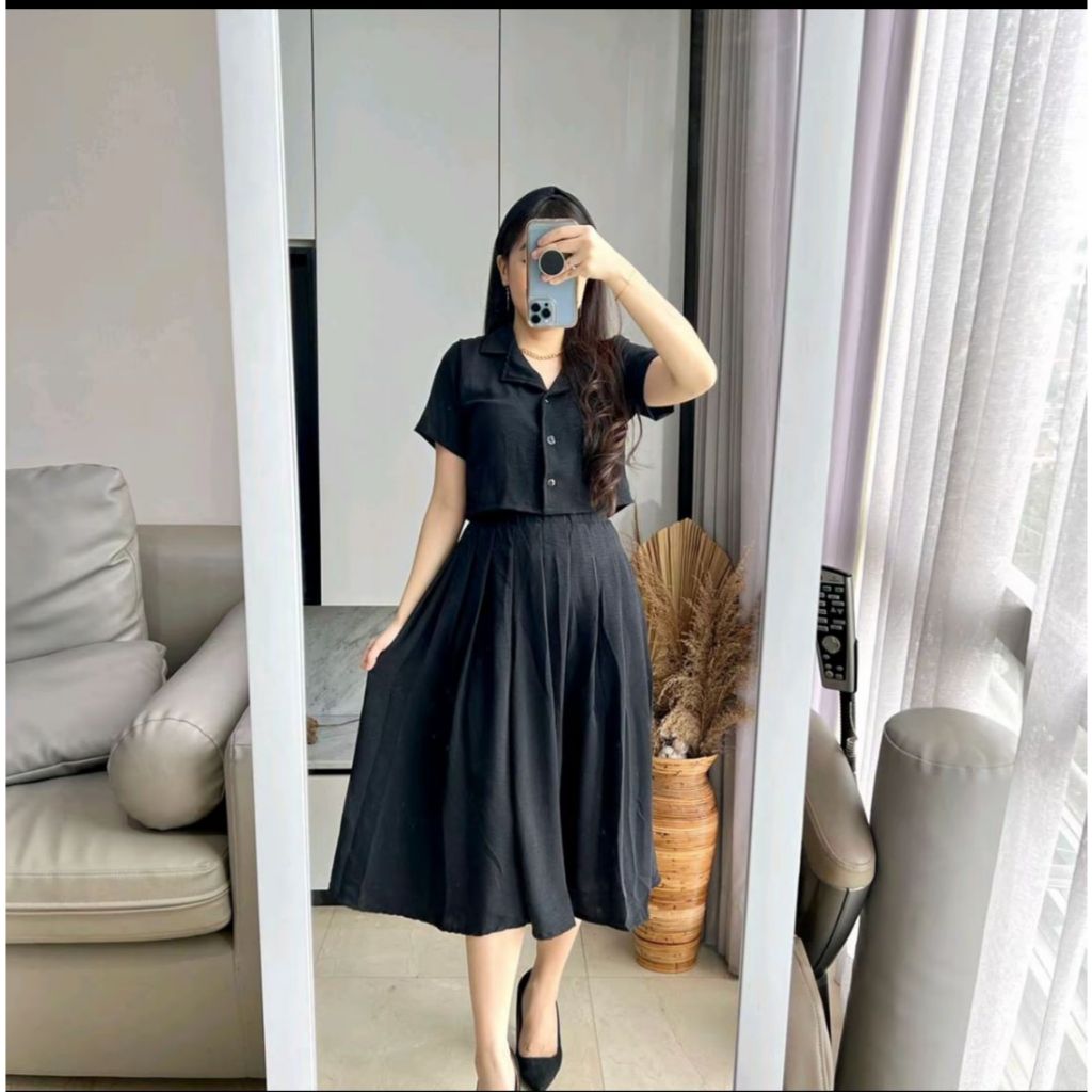 SET SETELAN CRINKLE WANITA ROK+ATASAN SETELAN ATASAN CRINKLE AIRFLOW