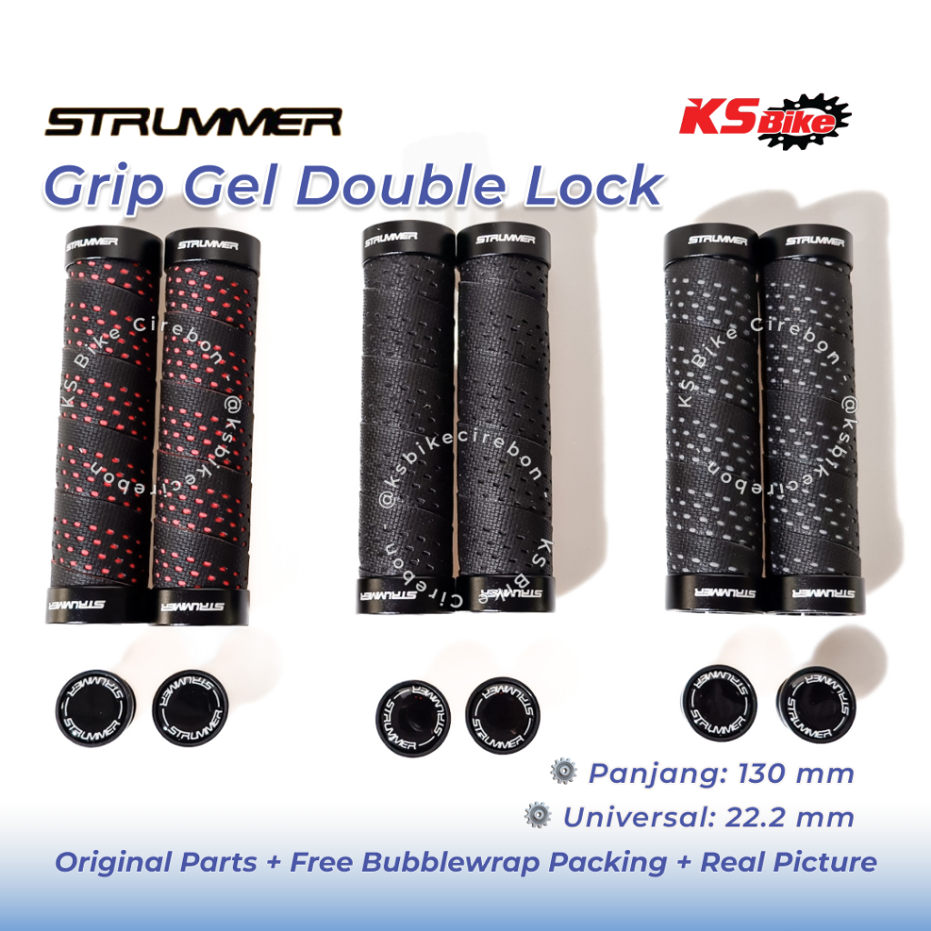 Grip Sepeda Gel Double Lock Strummer HFT-0904 Handle Grip MTB 22.2 mm Grip Sepeda Strummer Gel With 