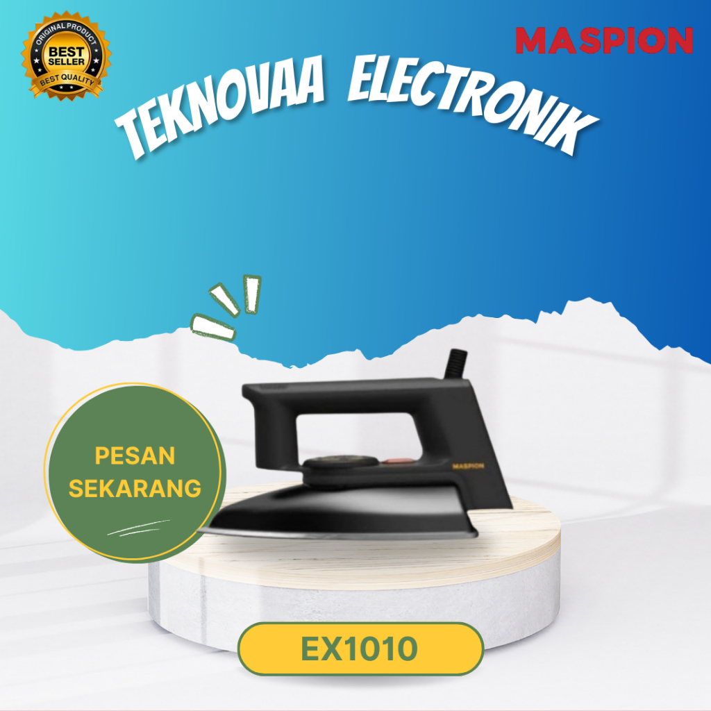 MASPION SETRIKA EX 1010 HITAM SETRIKA LISTRIK/EX1010/EX-1010/EX1010HITAM/SETRIKA ORIGINAL GARANSI
