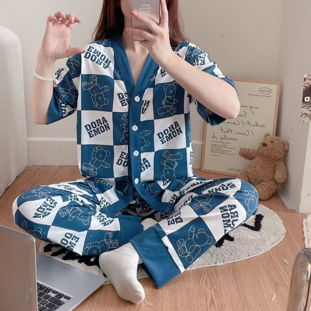 TD Piyama Setelan Baju tidur wanita nyaman dan fashionable -cocok untuk harian, travelling, atau had