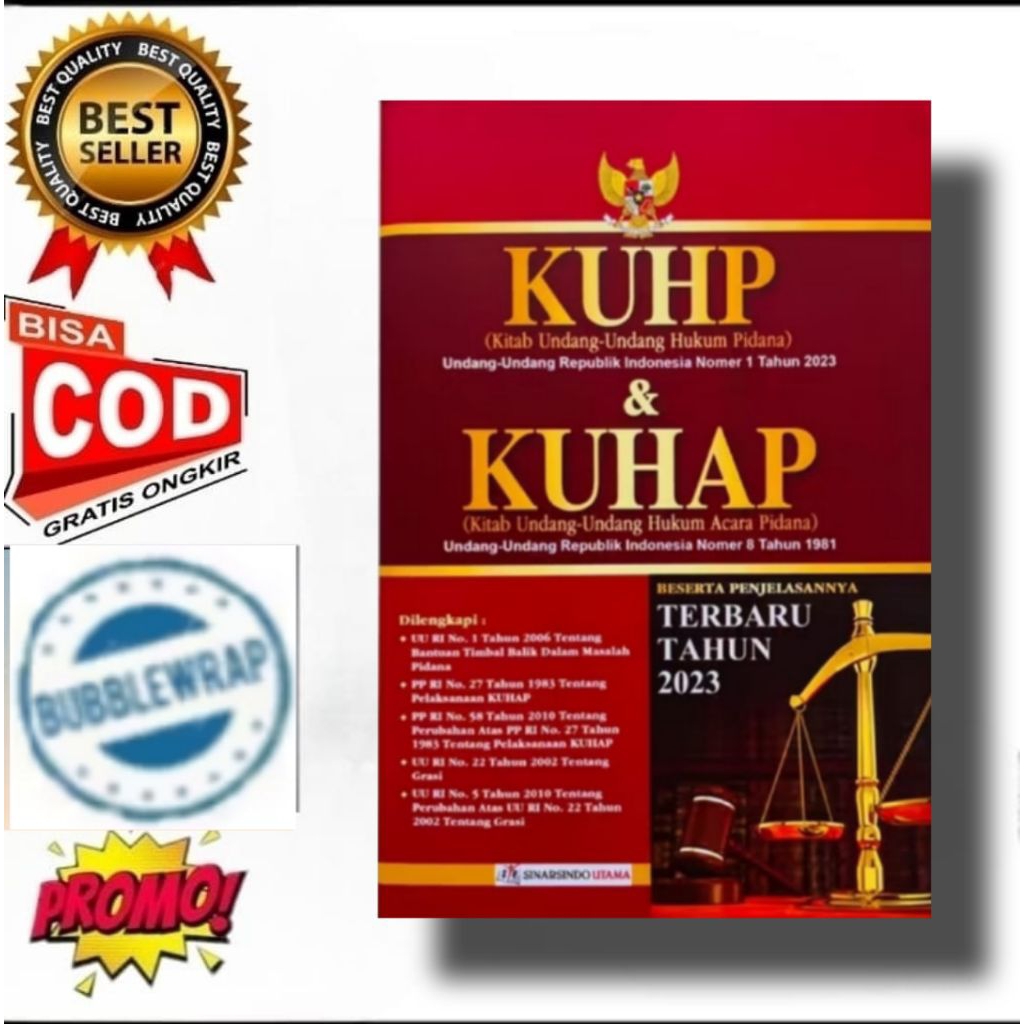 BUKU KUHP KITAN UNDANG UNDANG HUKUM PIDANA  dan KUHAP KITAB UNDANG UNDANG HUKUM ACARA PIDANA TAHUN 2