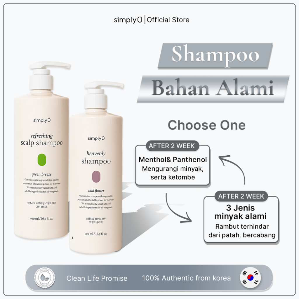 SimplyO Refreshing shampoo Green Breeze (Shampoo Ketombe) / Heavenly shampoo Wild Flower (shampoo ra