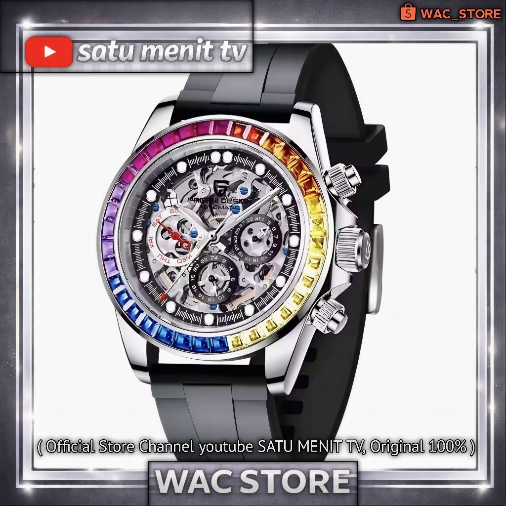NEW PAGANI DESIGN RAINBOW DAYTONA LIMITED EDITION AUTOMATIC SKELETON DIAL SAFIR GLASS