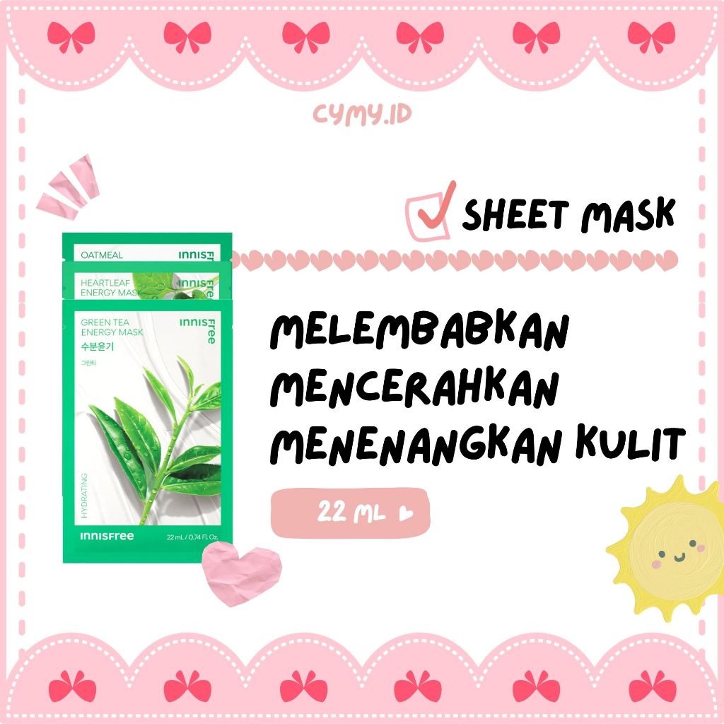 (EXP 10 2026) INNISFREE Energy Green Tea Sheet Mask / masker wajah kulit jerawat bruntusan korea