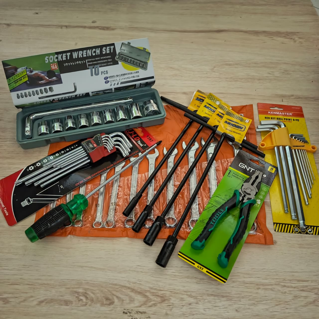 Big Sale  Paket Bengkel Lengkap / Perkakas Tool Kit Set / Alat Kunci Motor Mobil / Kunci Pas Set Per