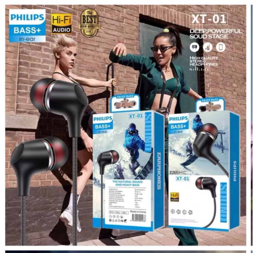 (GROSIRAN) Headset Handsfree XT-01 ,XT-02, XT-03, XT-04, XT-09 , XT-10 + Mic 3.5mm Stereo Earphone Bass Bisa Buat Telepon