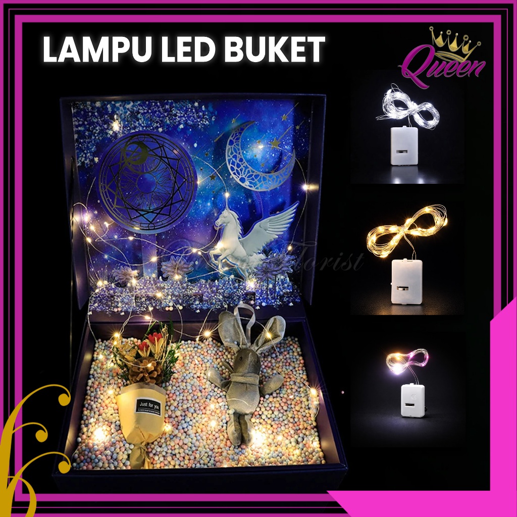 Lampu Kawat LED Portable Tanpa Colokan Listrik | Lampu LED Buket Baterai Kawat Tembaga Fairy Light |