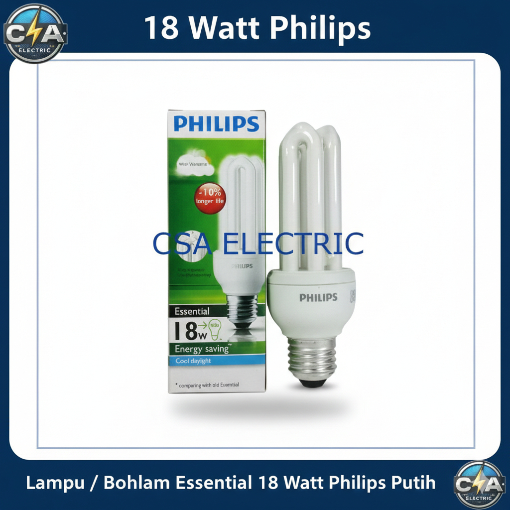 Lampu /Bohlam Essential 18 Watt Philips Putih - Putih