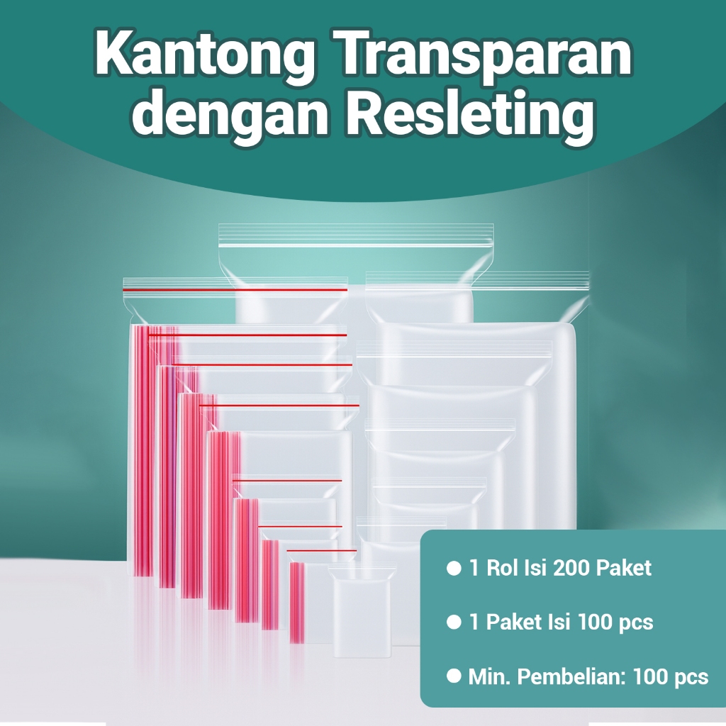 100pcs Plastik Klip Bening / Plastik Klip ziplock PE/ Plastik Packing Makanan Premium Tebal Isi Full