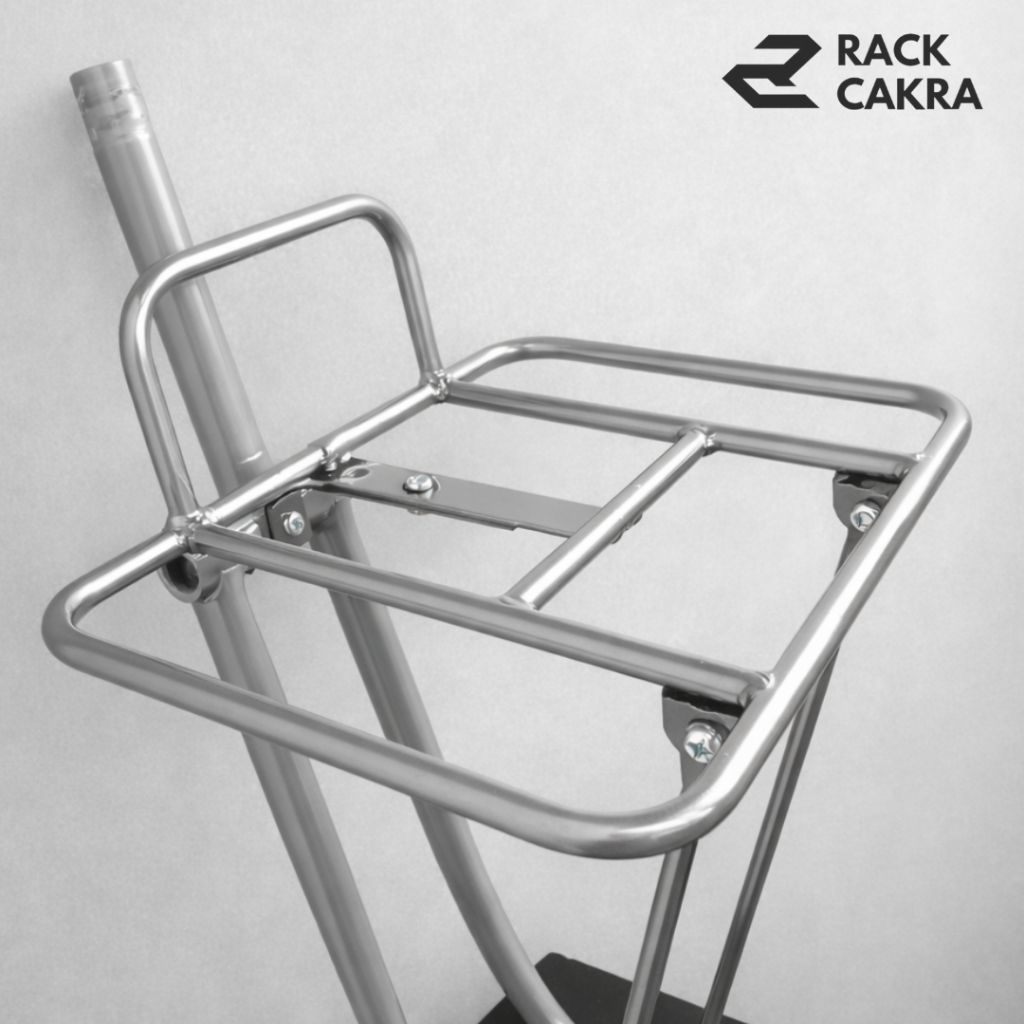 Rack Cakra - Front Rack Pizza Silver | Rak Depan Sepeda Harian Urban Commuter MTB City Bike