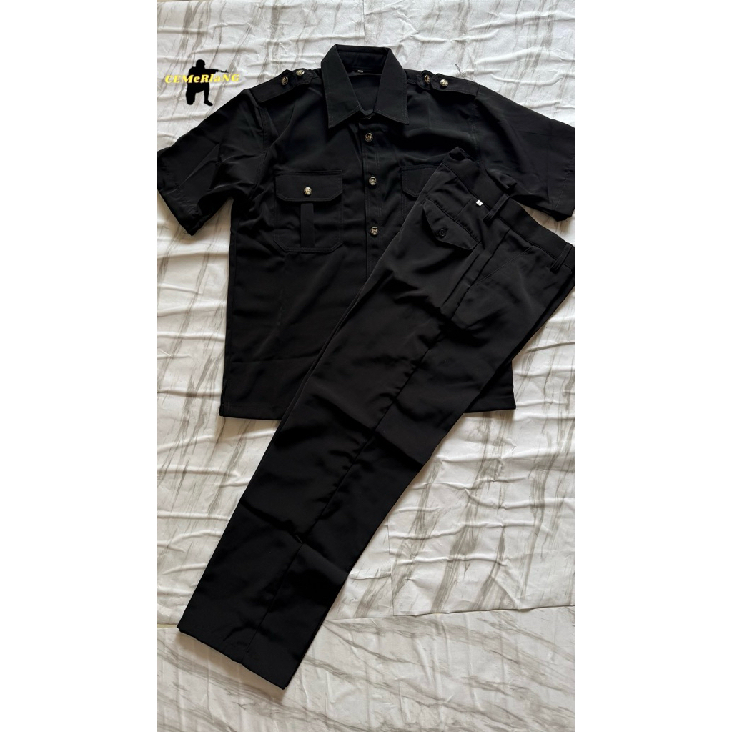 Seragam Safari Hitam Lengan Pendek