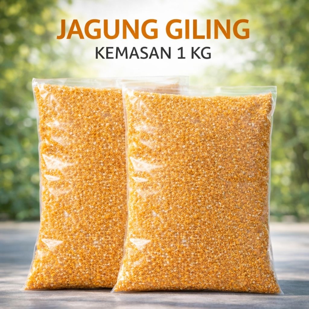 jagung giling kemasan 1 kg-jagung pakan ternak-kering kadar air 12-17%