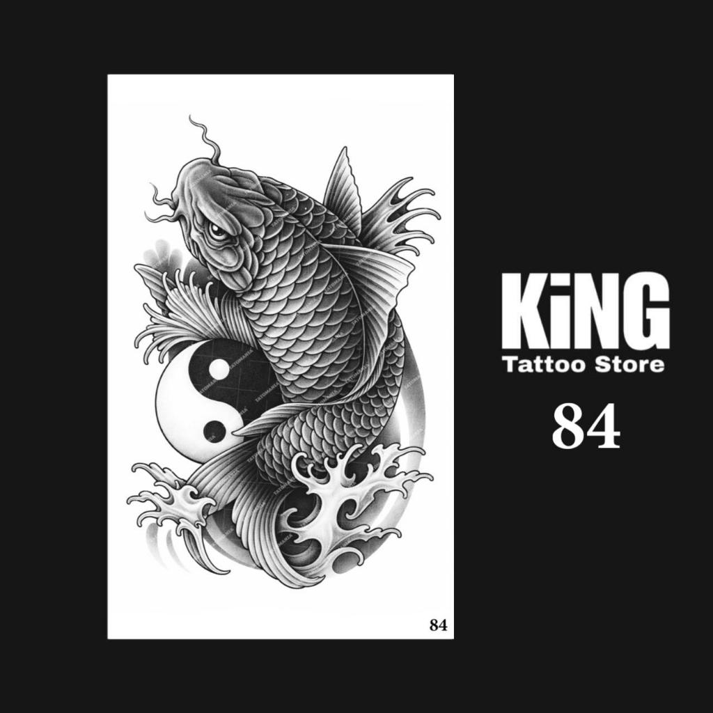 KINGTATO - Sticker tattoo temporary semi permanent anti air motif 84 Ikan Koi