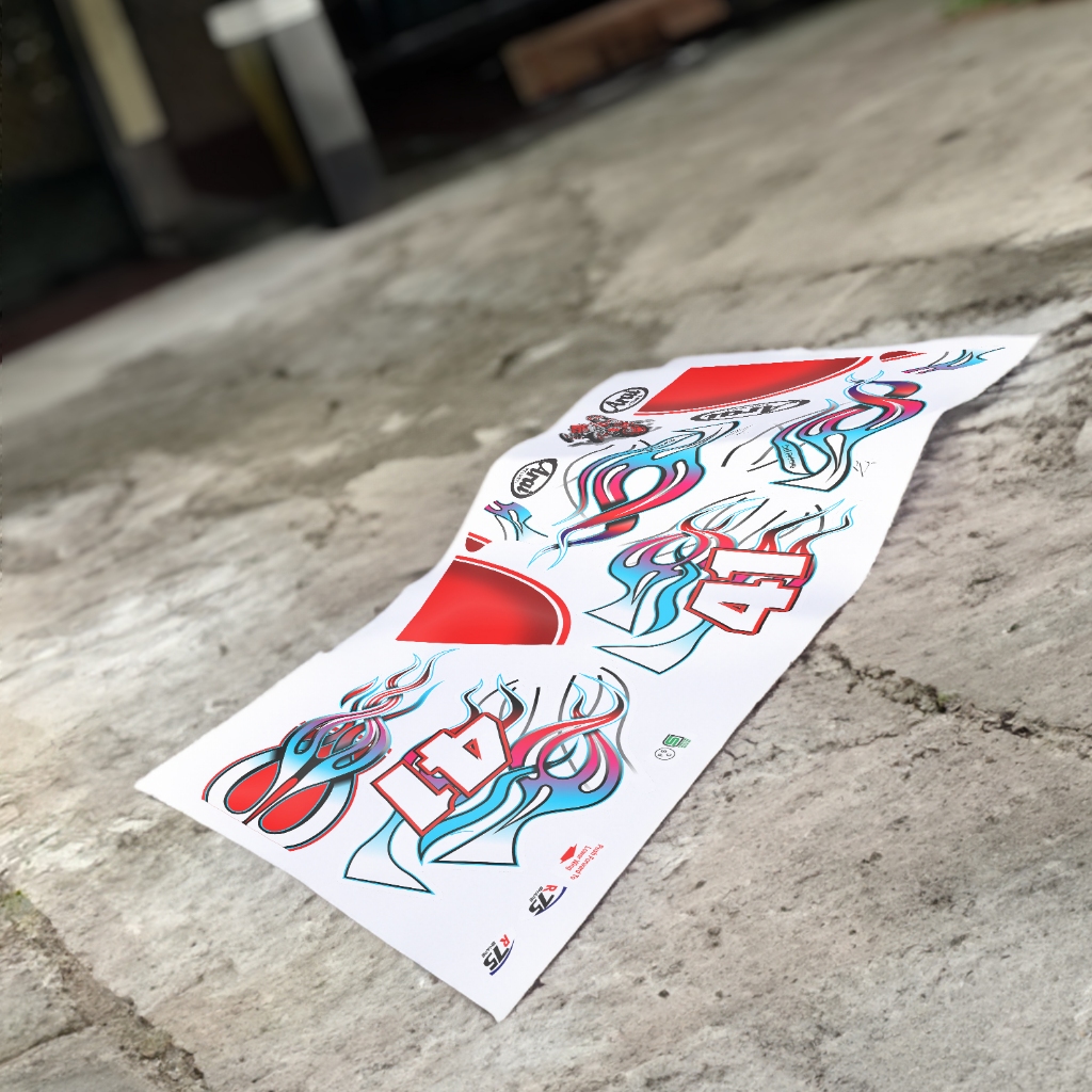 STIKER & WATER DECAL HELM MOTIF HAGA WSBK RAINBOW