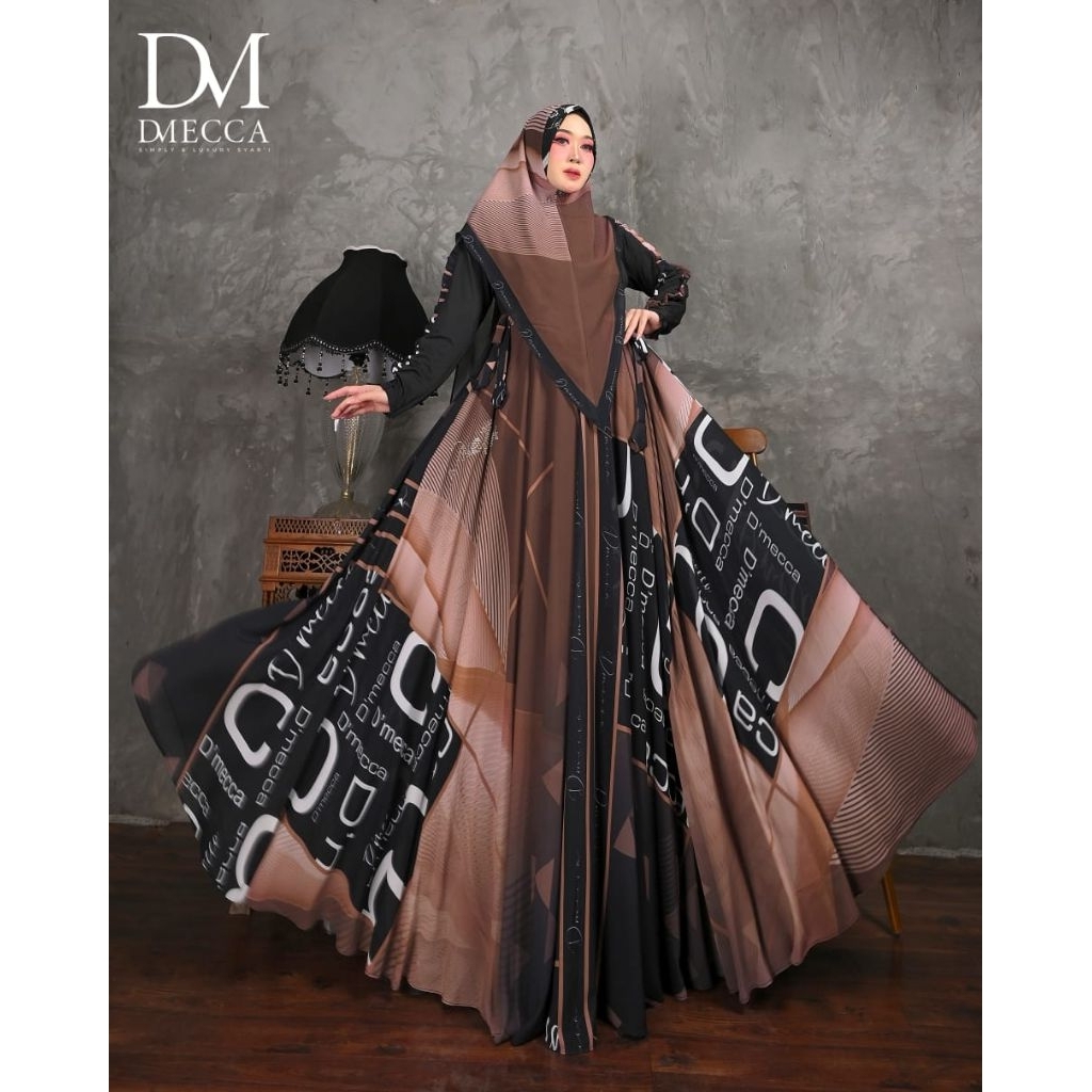 HALEEZA SERIES BY D'MECCA SYARI GAMIS CERUTY PREMIUM PRINTING SET JILBAB KHIMAR DRESS PENGAJIAN SERA