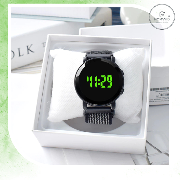 J206 Jam bulat Digital Watch Strap Kanvas Jam Tangan LED Jam Tangan Kanvas