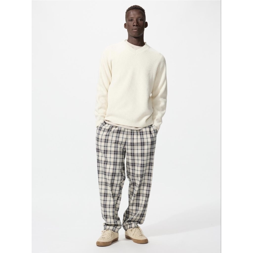 JASTIP UNIQLO celana flannel rileks uniqlo kotak polos original store 100%