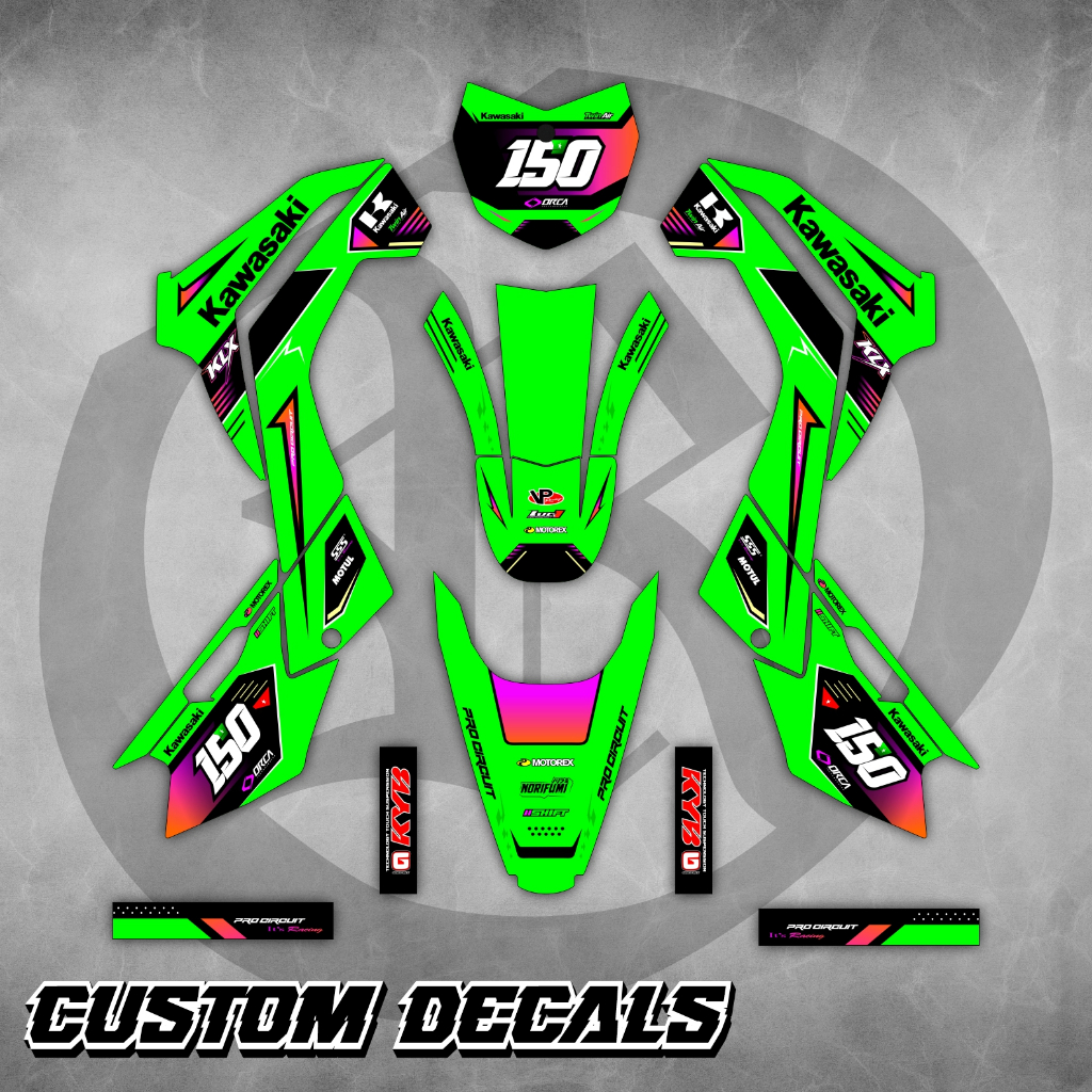 Decal Kawasaki Klx 140 Simple Hijau Kombinasi Hitam / DECAL KLX 140 OLD BISA REQUEST DESIGN