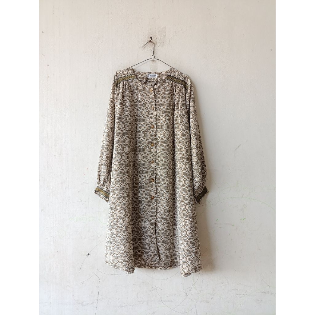Etnik Tunik Kancing Gold Bukan Wearing Klamby Premium Oversize Jumbo Tangan Balon