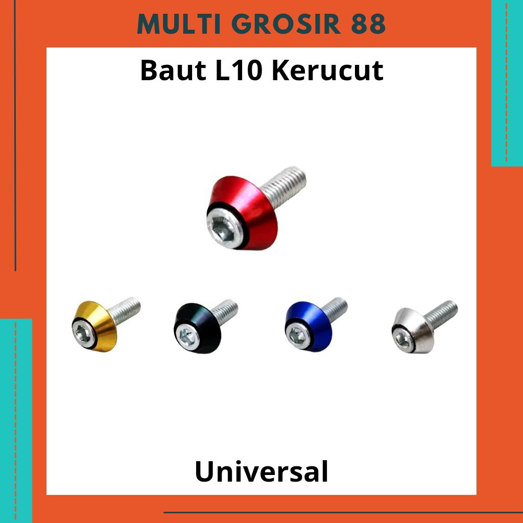 MG88 3 Pcs Baut L10 + Monel Ring Warna Motor Universal